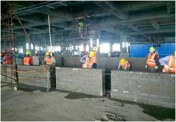 Block masonry in progress